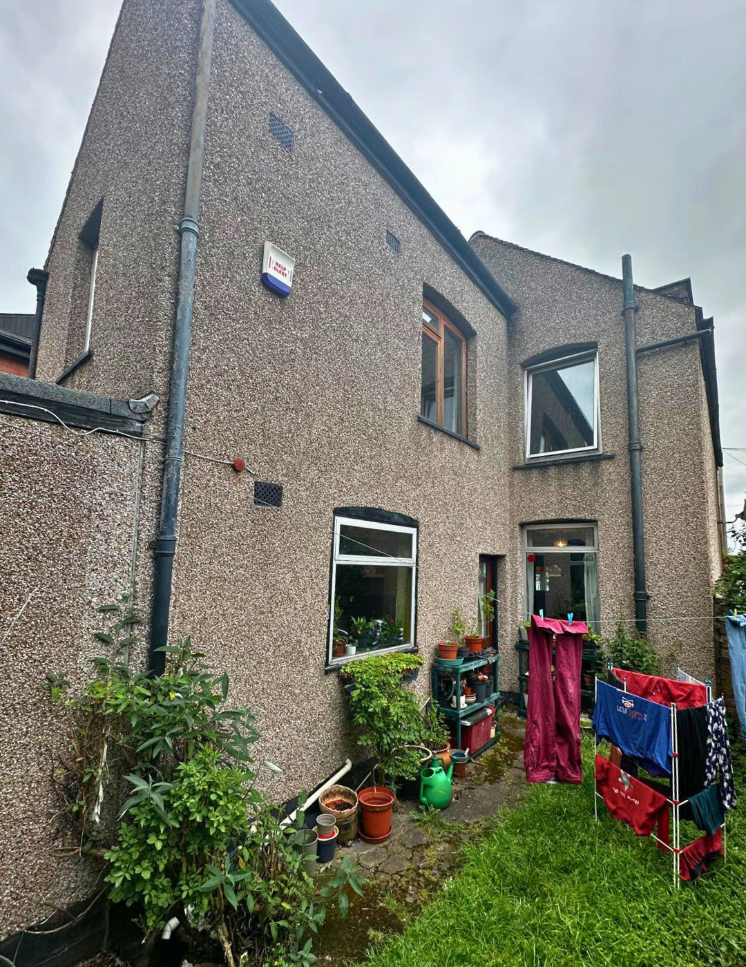 Uninsulated external walls in Birmingham before rendering.
